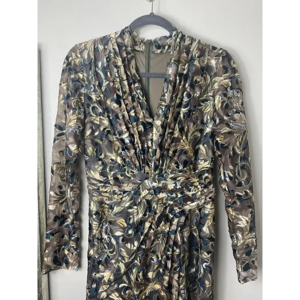 NWT TADASHI SHOJI DRESS GOWN MOTHER OF THE BRIDE FORMAL EVENING BURNOUT VELVET - Picture 7 of 16